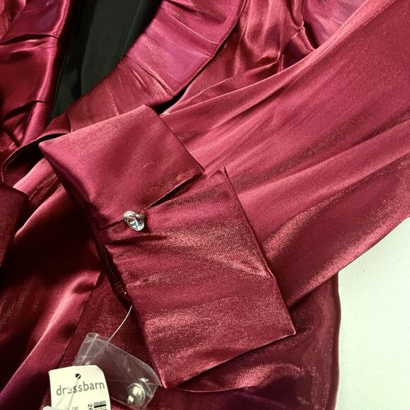 Dressbarn Collection Satin Top 2 Pc Ruby Red Jacket With Shell NEW - Picture 6 of 12